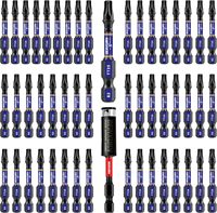 Jeu de tournevis à embouts magnétiques Torx de sécurité Geinxurn TT25, 51 pièces, acier S2, 1 porte-embouts à chocs