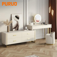 PURUO Table de maquillage pour filles avec miroir LED et armoire