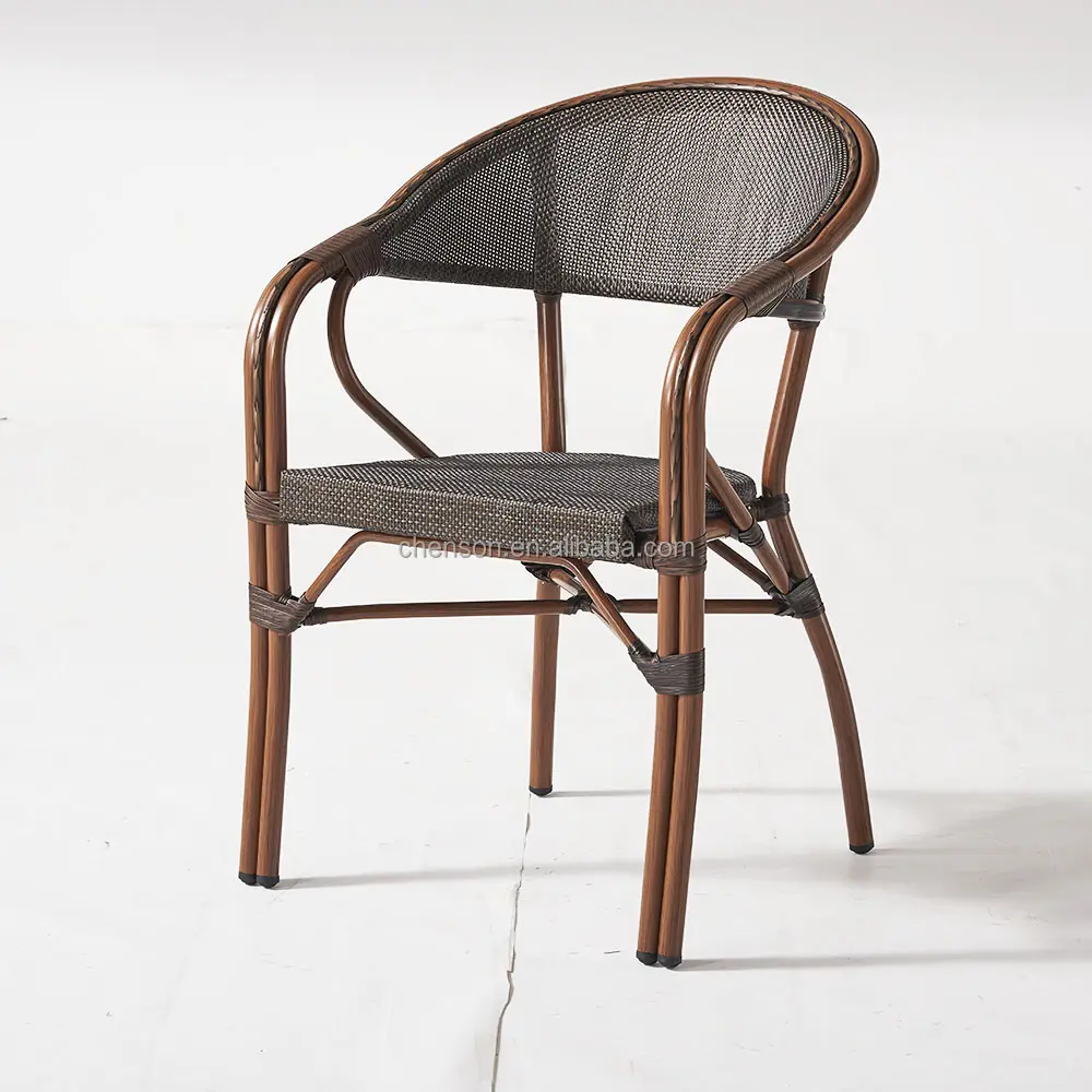 Kunststoff-Esszimmerstuhl günstig Bambus-ähnlicher Stuhl stapelbarer Bistro-Stuhl mit Armlehne