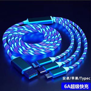 Streamer LED chảy ánh sáng nhanh chóng sạc 3 trong 1 Micro Loại C 3A nhanh chóng sạc Led sạc USB cho iPhone <span class=keywords><strong>Android</strong></span> type-c Cáp - Product Image 2
