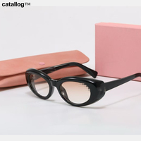 Lunettes de soleil ovales œil de chat inspirées des créateurs, unisexes, monture en métal + PC de luxe, miroir UV400, haute qualité, style vintage rétro, lunettes de soleil tendance