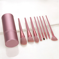 Offre Spéciale 8 pièces Kit de pinceaux de maquillage doux synthétique naturel applicateur de maquillage brosse femmes fard à paupières ventilateur du visage maquillage avec support