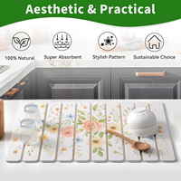 Tapis de séchage pliables en diatomite anti-moisissure à séchage rapide pour vaisselle et bouteilles, adaptés aux comptoirs