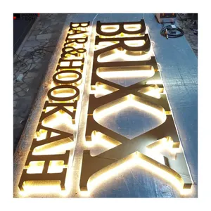 Custom Gold 3d Logo Led Channel Letters Sign Outdoor Led Light 3d Letter Shop Store Front Signs Backlit Company Business Signage