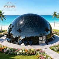 Геодезический купольный дом RAXDOME 15M 20M из черного стекла для глэмпинга на побережье, курортов и мероприятий