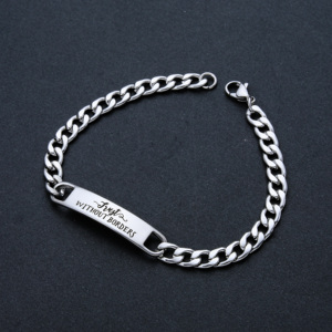 Ywganggu Modeschmuck Benutzer definierte Paar Armband Edelstahl Einfache Brief Carving Hand kette Armband für Frauen - Product Image 5