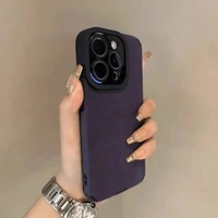 Coque de téléphone de luxe tendance en cuir PU pour iPhone 17 16 15 14 Plus 13 12 18 Pro Max, protection antichoc en peau d'agneau avec protection d'objectif