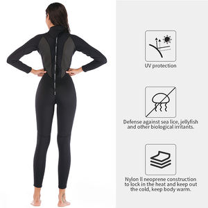 Traje <span class=keywords><strong>de</strong></span> Buceo Sbart <span class=keywords><strong>de</strong></span> una Pieza para Mujer, Color Negro, con Cremallera Trasera, Neopreno <span class=keywords><strong>de</strong></span> 3 mm, Traje <span class=keywords><strong>de</strong></span> Buceo para <span class=keywords><strong>Agua</strong></span> Fría, para Surf y Natación - Product Image 3
