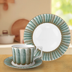<span class=keywords><strong>Taza</strong></span> de Porcelana Fina de 400ml, de un juego de vajilla de porcelana fina, con tazas ligeras, platos verdes y blancos, platos modernos y platos europeos - Product Image 4