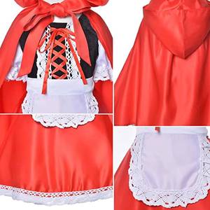 Costume d'Halloween pour enfants, filles, cosplay, adorable dessin animé, petit chaperon rouge, tenue de scène - Product Image 6