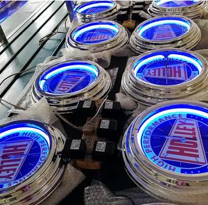 モダンな3Dデザイン15インチヴィンテージブルーネオンライトダイヤルアメリカのバーリビングルームペンドル用プラスチックウォールクロック - Product Image 4