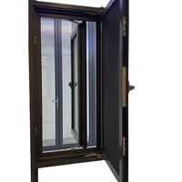 Fenêtre à battant moderne en alliage d'aluminium à pont thermique, personnalisée, insonorisée, en verre trempé, pour salon, balcon, villa
