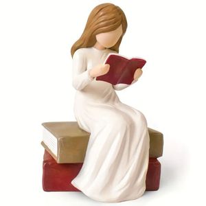 Nouvelle Arrivée - Figurine Artisanale en Résine Fille Angélique en Lecture - Design Art Déco - Décoration d'Intérieur - Ornement de Bureau - Cadeau de Remise de Diplôme ou d'Anniversaire - Product Image 6
