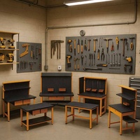 Banc de travail en métal robuste personnalisé avec panneau perforé, chariot à outils roulant, ensemble de présentoirs pour outils, équipement d'atelier automobile