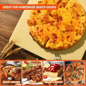 Bandejas Redondas de Malla para <span class=keywords><strong>Pizza</strong></span>, Piedras para Hornear de Cerámica de 13 Pulgadas, Herramientas para Hornear en el Horno o Barbacoa, Tipos Cuadrados de Chef en la Tienda - Product Image 6