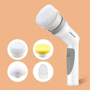 4pcs Electric Cleaning Brush Spin Scrubber Magic Brush For Bathroom Scrub Kitchen Cleaning Tool