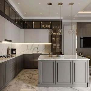 Modern Bar Counter Cabinet for Kitchen Custom Island Design Acrylic Finish Soft-Close Hinges Stainless Full Set Including Sink - Product Image 3