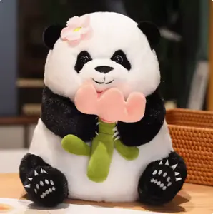 Cojín de Panda creativo de dibujos animados de alta calidad CE/ASTM OEM 2024, almohada suave, juguetes de peluche, decoración de peluche personalizada para recuerdo