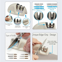 Aiguiseur de cuisine manuel portable 2-en-1 à double affûtage diamanté, grossier et fin, 2 étapes, écologique, pour un rangement facile