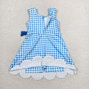 Robe de sport athlétique pour petites filles, imprimé écossais d'été, avec short intégré et bordures festonnées, idéale pour le yoga et les activités sportives. - Product Image 4