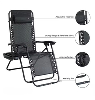 Chaises pliantes zéro gravité avec porte-gobelets et coussin réglable, chaise longue pour jardin extérieur et intérieur