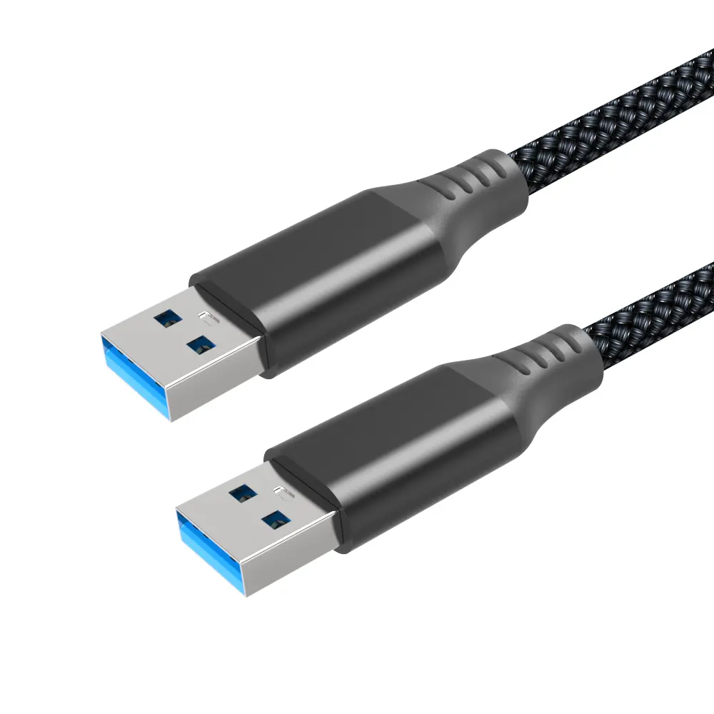 Cable USB 3,0 macho a macho, cable de datos de alta velocidad de transferencia, 5Gbps, nailon trenzado, adaptador de Cable de datos de pvc para teléfono móvil