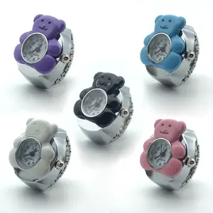 Creative ילדים תלמידי מתנת יום קוורץ טבעת שעון חמוד קריקטורה בעלי החיים דוב טבעת שעון עבור נשים בנות