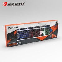 JERTECH K358 Tablet USB Teclado Keyboard Gamer, LED bahasa Arab warna pelangi lampu latar RGB berkabel Keyboard komputer lampu latar