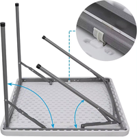 Table de repas carrée pliante moderne en plastique pour extérieur, 86 cm, résistante aux UV, empilable, pour villa, chambre et sous-sol
