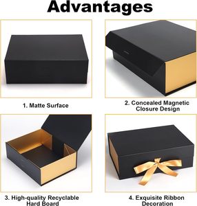 Cajas rígidas con tapa plegable Lury con logotipo personalizado OEM, caja de regalo colorida, caja magnética negra - Product Image 3