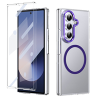 Funda Magnética Transparente Antiamarilla para PC con Marco Metálico Plegable, Antigolpes y Anticaídas para Modelos Samsung
