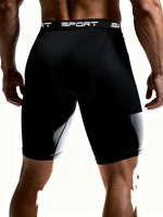 Collants d'entraînement pour hommes à haute élasticité avec short de sport noir motif BEAST pour le fitness, la course à pied et les tenues décontractées – Idéal pour le sport