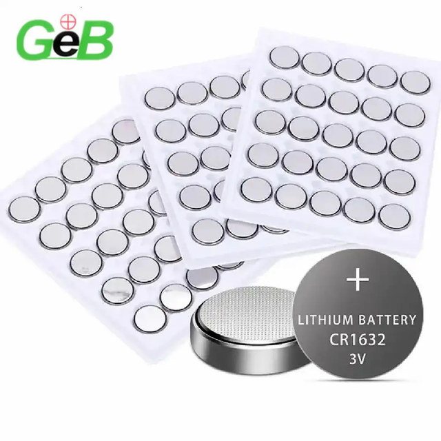GEB High Quality CR1632 CR2032 CR2450 3V 150mAh 230mAh Button Coin Battery Cell for Car Key