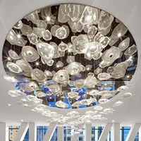 Lustre LED moderne design pour salon, escalier, hôtel, décoration, suspension en verre en forme de feuille de lotus