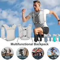 Gilet d'hydratation léger en polyester respirant avec sangle d'épaule incurvée, maille alvéolée, poche pour téléphone et bouteille de 500 ml, 20L