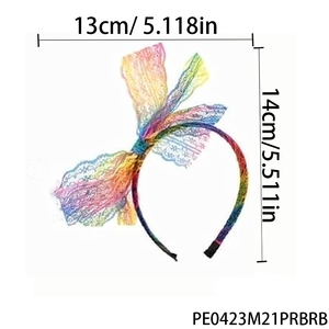 PESENAR 80s Retro Arco Iris Lazo Diadema Vibrante <span class=keywords><strong>Vintage</strong></span> <span class=keywords><strong>Mujer</strong></span> Poliéster Accesorio para el cabello Orgullo Nostalgia Colorido Temático - Product Image 4