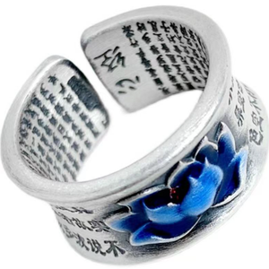 แหวนดอกบัวทรงหัวใจทองแดงแบบเปิดโล่งสำหรับการทำสมาธิจิตวิญญาณและการออกแบบที่หรูหราช่วงเวลาที่เงียบสงบ - Product Image 1