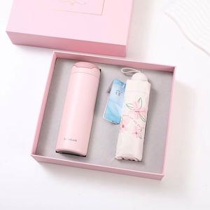 Coffret Cadeau Rose PU Fête des Infirmières 2027 – Thermos Isotherme à Boucle Amovible, Parapluie Pare-Soleil Paradise – Idéal pour Entreprises - Product Image 1