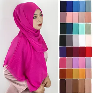 New Design chiffon cotton Scarf Luxurious Solid Light Weight Women Scarf Breathable Soft Shawl Premium Hijab