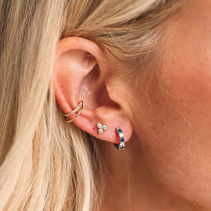 ROXI S925 Argent Sterling Boucles d'oreilles créoles classiques tendance avec micro-zircons - Product Image 4