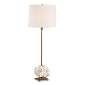 White Coral & Brass Modern Luxury Floor Lamp | Opulent Lighting for Hotel Lobby & Premium Area - Product Image 1