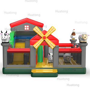 Huatong PVC trang trại bò nhảy lâu đài hupfburg ngoài trời <span class=keywords><strong>Inflatable</strong></span> <span class=keywords><strong>Bouncer</strong></span> với trượt công viên bơm hơi cho trẻ em - Product Image 1