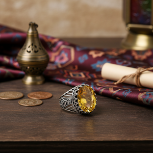 Oval Cut Citrine Gemstone Sword Design <b>Men</b> <b>Ring</b> Turkish Wholesale Handmade 925 Sterling <b>Silver</b> <b>Men</b> <b>Ring</b> - Product Image 3