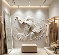 Papier peint mural 3D effet plâtre en relief, motif Dame en chapeau et papillon, décoration murale artistique personnalisée pour vestiaire, salon, hôtel