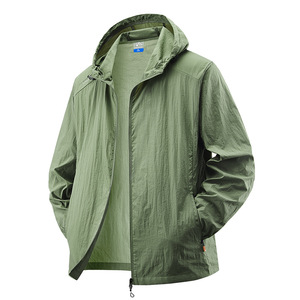 Veste à capuche ample et légère en soie glacée 100 % nylon <span class=keywords><strong>anti</strong></span>-<span class=keywords><strong>UV</strong></span> pour <span class=keywords><strong>homme</strong></span>, couleur unie, grande taille, idéale pour l'extérieur - En stock - Product Image 2