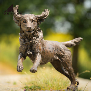 QUYANG parque al aire libre decoración Fundición a mano tamaño real Animal escultura bronce mentira <span class=keywords><strong>Labrador</strong></span> perro estatuas - Product Image 4