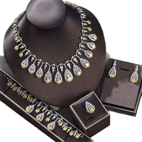 Ensemble de bijoux de mariage pour femmes de haute qualité, 4 pièces, couleur rouge, zircone, collier et boucles d'oreilles en forme de goutte d'eau
