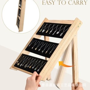 Wooden Three Tier Jewelry Display Rack Solid Wood <b>Desktop</b> Stand For Pendant Bracelet Earring Storage Organizer <b>Shelf</b> - Product Image 3