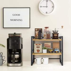 Multi Layer Storage Rack Desktop <b>Shelf</b> Kitchen Organizer Standing Type 2 Tier Black And White Office <b>Desk</b> Bookshelf - Product Image 1