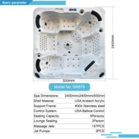 Bain à remous carré traditionnel en acrylique pour 7 personnes, avec 45 jets, contrôle Balboa, écologique, pour usage extérieur – Offre spéciale